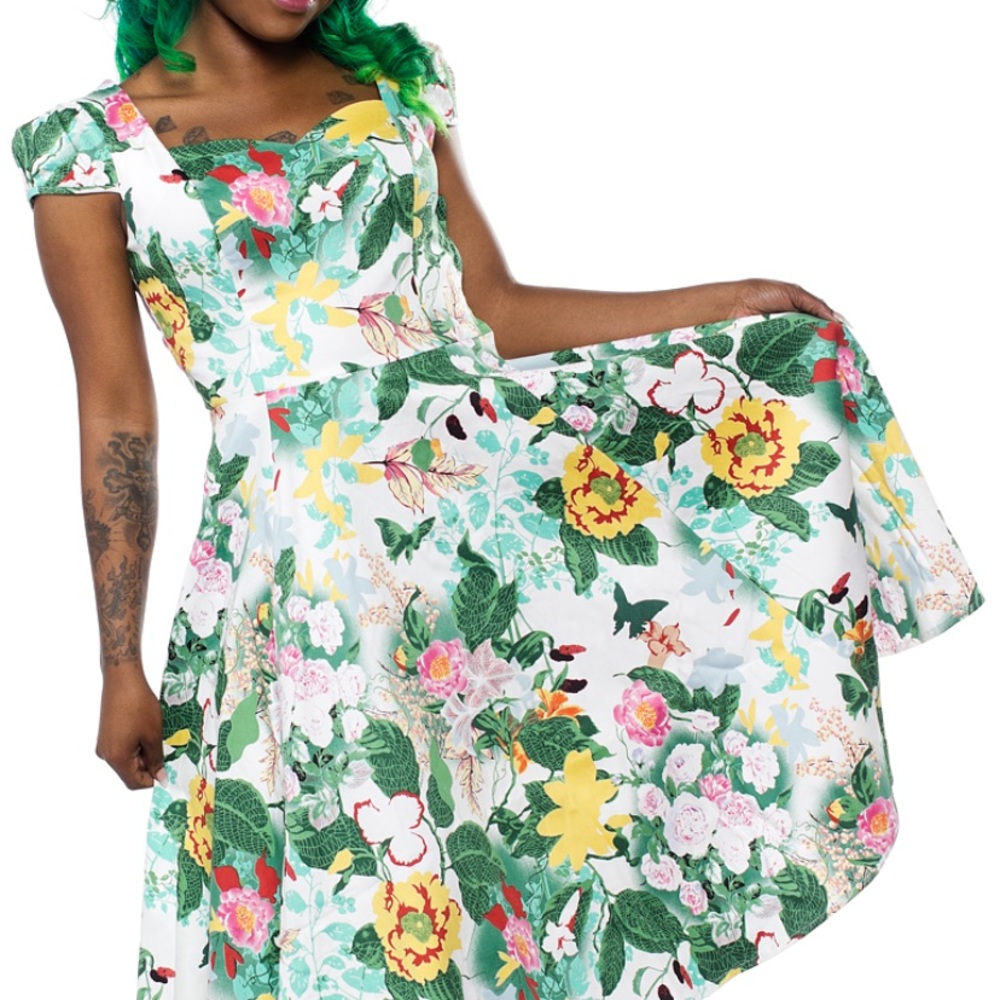 Fern Garden Day Dress 1950s Repro Vintage Floral